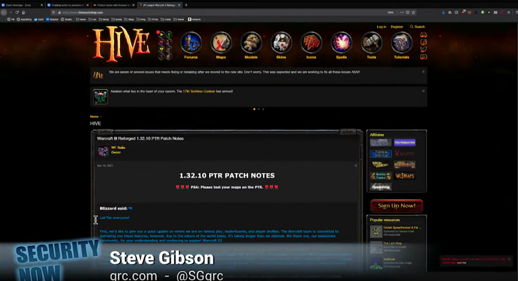 Steve Gibson mentioned Hive 3